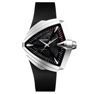 Montre Hamilton Ventura XXL cadran grillagé noir bracelet caoutchouc noir - SOLDAT PL