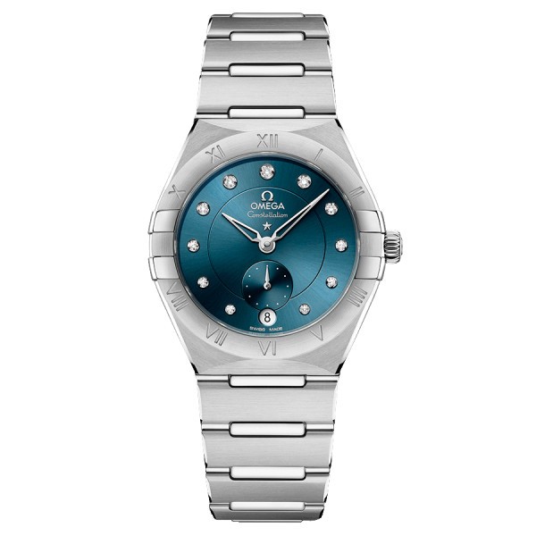 Montre Omega Constellation Master Chronometer Petite Seconde automatique cadran bleu bracelet acier 34 mm 131.10.34.20.53.001