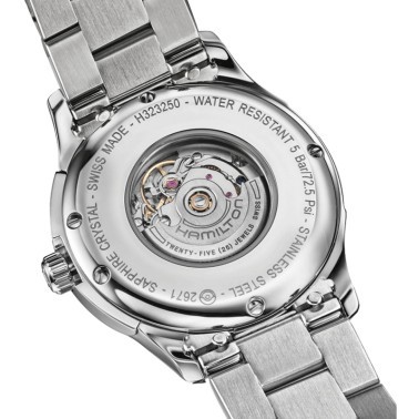 Montre Hamilton Jazzmaster cadran bleu bracelet acier 34 mm