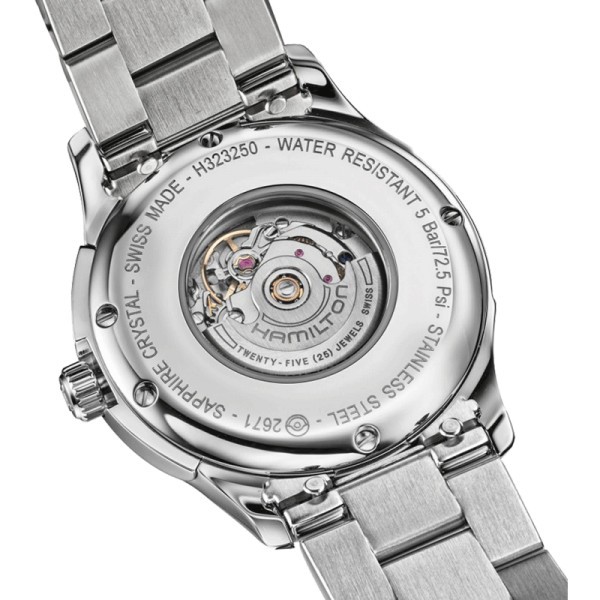 Montre Hamilton Jazzmaster cadran bleu bracelet acier 34 mm