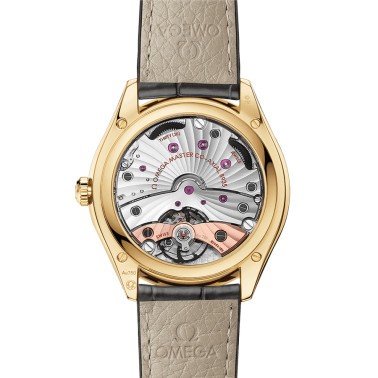 Omega De Ville Trésor Co-Axial Master Chronometer Power Reserve Yellow gold watch Silver dial Grey leather strap 40 mm 435.53.40