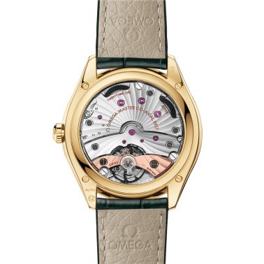 Montre Omega De Ville Trésor Co-Axial Master Chronometer Petite Seconde automatique Or jaune cadran vert bracelet cuir vert 40 m