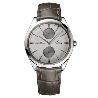 Montre Omega De Ville Trésor Co-Axial Master Chronometer Réserve de Marche cadran argent bracelet cuir brun 40 mm 435.13.40.22.0