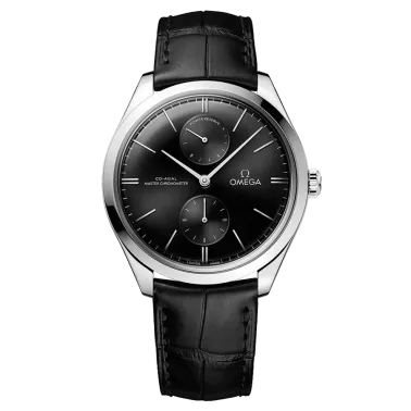 Montre Omega De Ville Trésor Co-Axial Master Chronometer Réserve de Marche cadran noir bracelet cuir noir 40 mm 435.13.40.22.01.