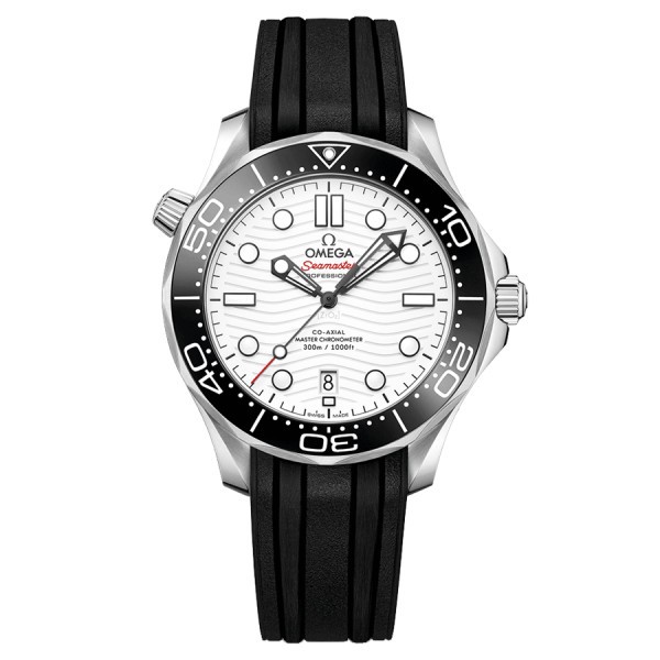 Montre Omega Seamaster Diver 300M Co-Axial Master Chronometer cadran blanc bracelet caoutchouc noir 42 mm 210.32.42.20.04.001