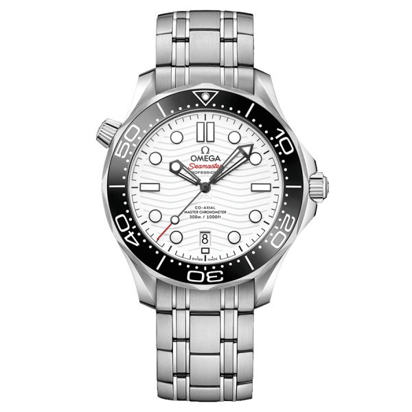 Watch Omega Seamaster Diver 300M Co-Axial Master Chronometer white dial steel bracelet 42 mm 210.30.42.20.04.001