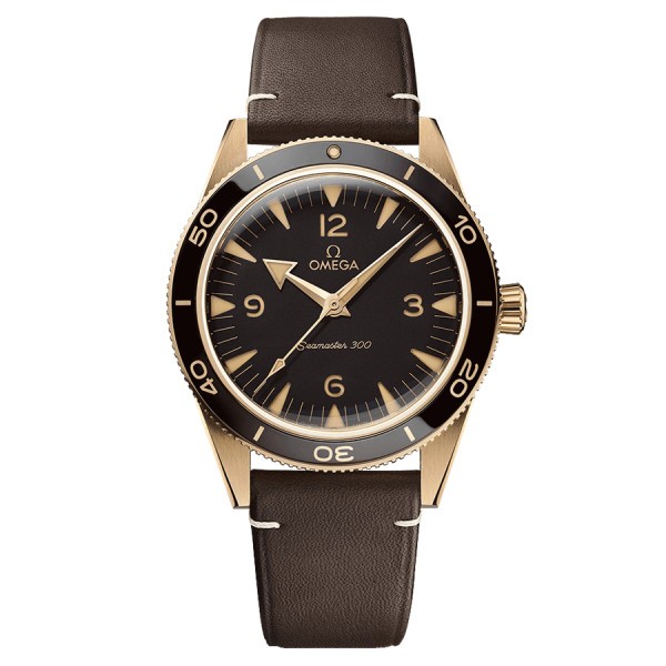 Montre Omega Seamaster 300 Co-Axial Master Chronometer Bronze cadran marron bracelet cuir brun 41 mm 234.92.41.21.10.001