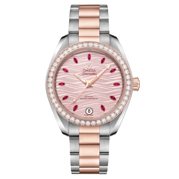 Omega Seamaster Aqua Terra 150M Co-Axial Master Chronometer watch pink dial steel bracelet gold Sedna 34 mm 220.25.34.20.60.001