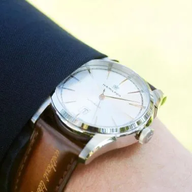 Montre Hamilton American Classic cadran argenté bracelet cuir de veau brun 42 mm - SITE1 