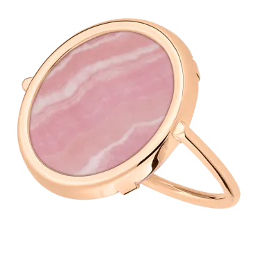 Ring Ginette NY Disc Ring in pink gold and rhodocrosite