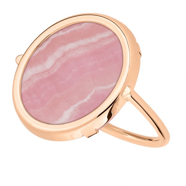 Bague Ginette NY Disc Ring en or rose et rhodochrosite