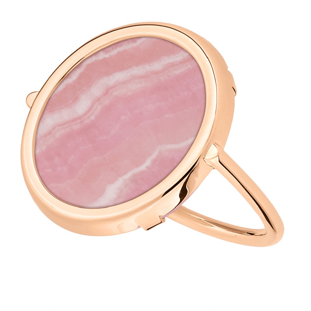 Bague Ginette NY Disc Ring en or rose et rhodochrosite