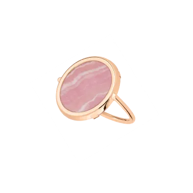 Ring Ginette NY Disc Ring in pink gold and rhodocrosite