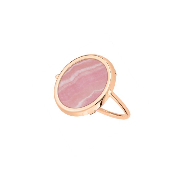 Ring Ginette NY Disc Ring in pink gold and rhodocrosite