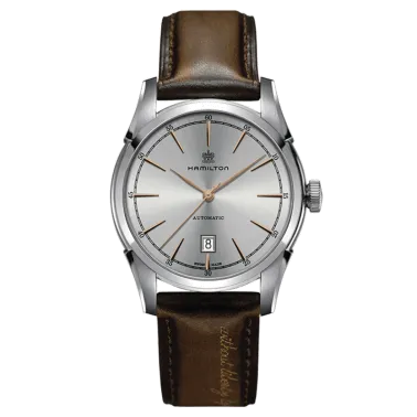 Montre Hamilton American Classic cadran argenté bracelet cuir de veau brun 42 mm - SOLDAT PL