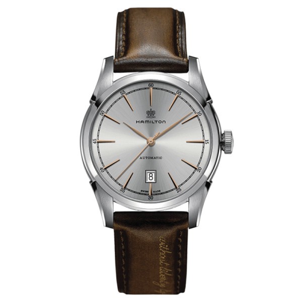 Montre Hamilton American Classic cadran argenté bracelet cuir de veau brun 42 mm - SOLDAT PL