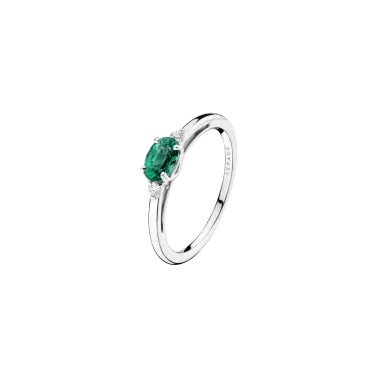 Bague Lepage Juliette en or blanc ﾎmeraude et diamants