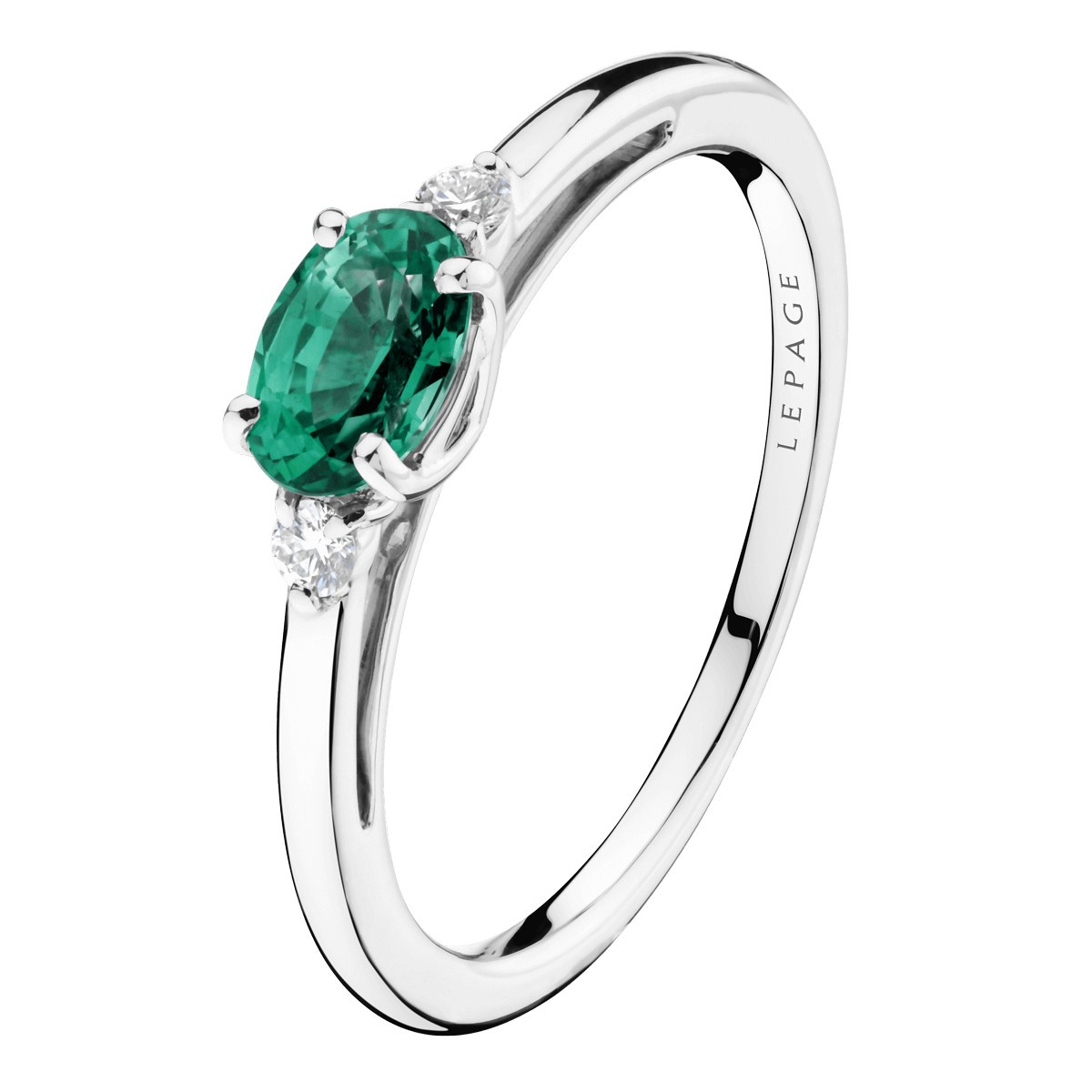 Bague Lepage Juliette en or blanc ﾎmeraude et diamants