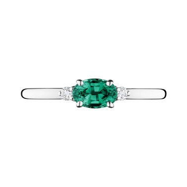 Bague Lepage Juliette en or blanc ﾎmeraude et diamants