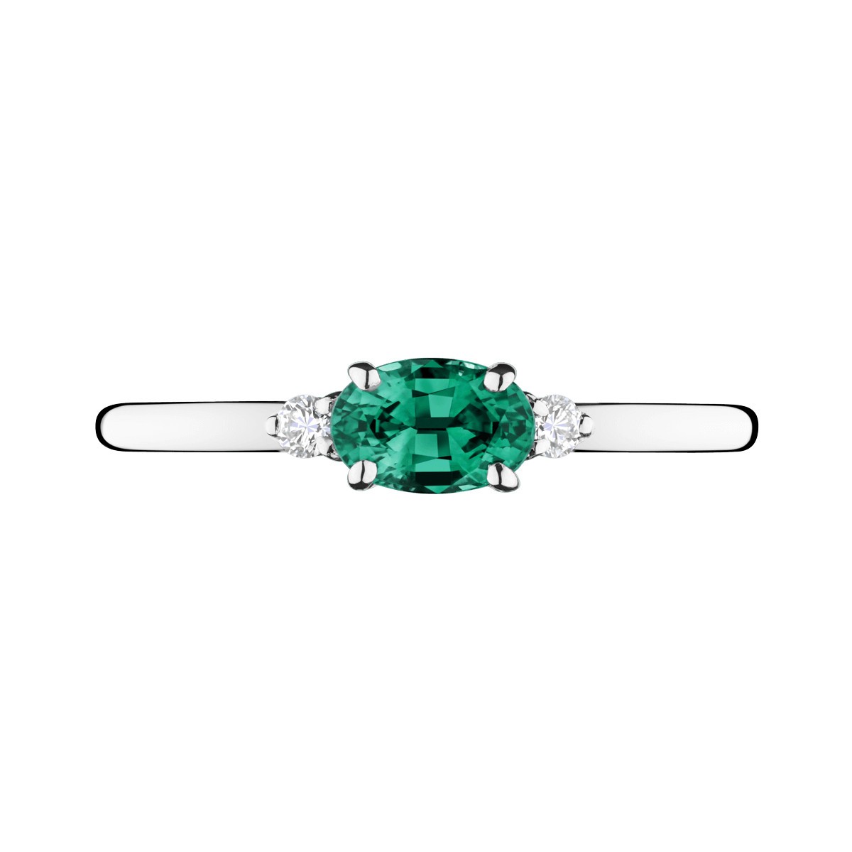 Bague Lepage Juliette en or blanc ﾎmeraude et diamants
