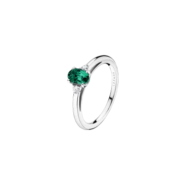 Bague Lepage Roméo en or blanc émeraude et diamants