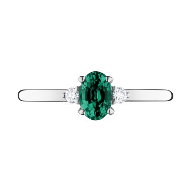 Bague Lepage Roméo en or blanc émeraude et diamants