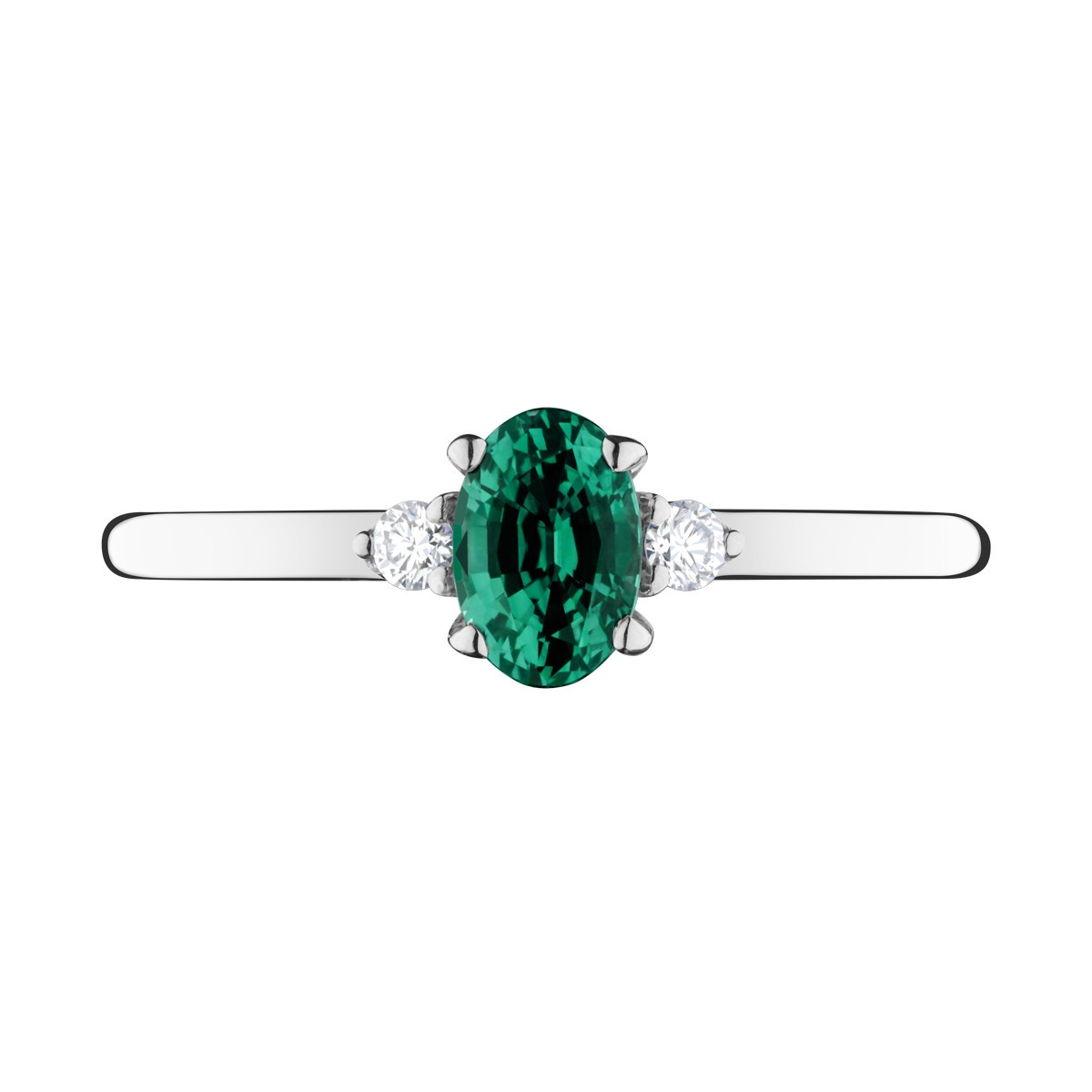 Bague Lepage Roméo en or blanc émeraude et diamants