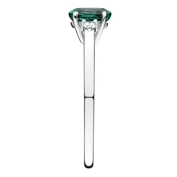 Bague Lepage Roméo en or blanc émeraude et diamants