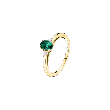 Bague Lepage Roméo en or jaune émeraude et diamants