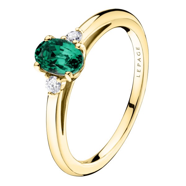 Bague Lepage Roméo en or jaune émeraude et diamants