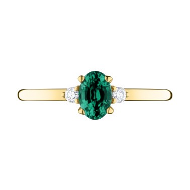 Bague Lepage Roméo en or jaune émeraude et diamants
