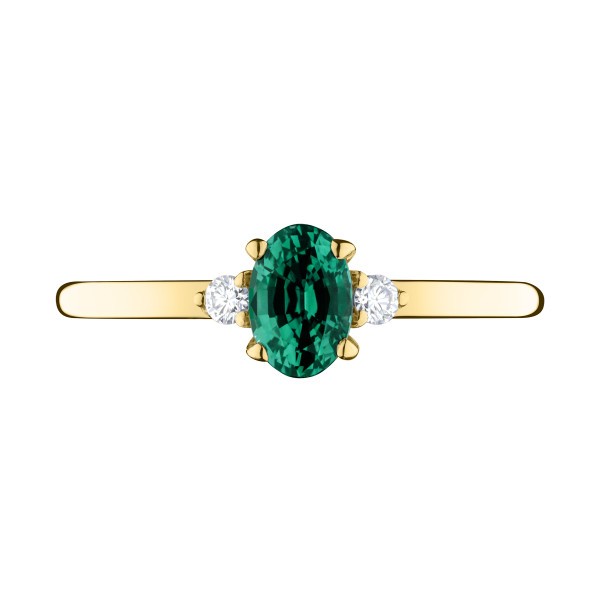 Bague Lepage Roméo en or jaune émeraude et diamants