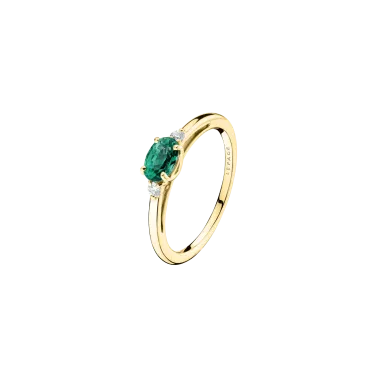 Bague Lepage Juliette en or jaune émeraude et diamants