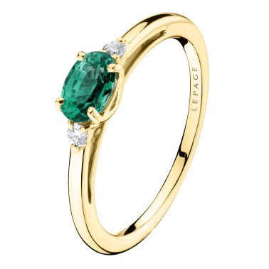 Bague Lepage Juliette en or jaune émeraude et diamants