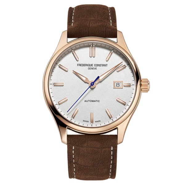 Frédérique Constant Classics Index Automatic pink gold watch silver dial brown leather strap 40 mm FC-303NV5B4