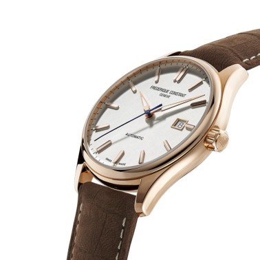 Frédérique Constant Classics Index Automatic pink gold watch silver dial brown leather strap 40 mm FC-303NV5B4