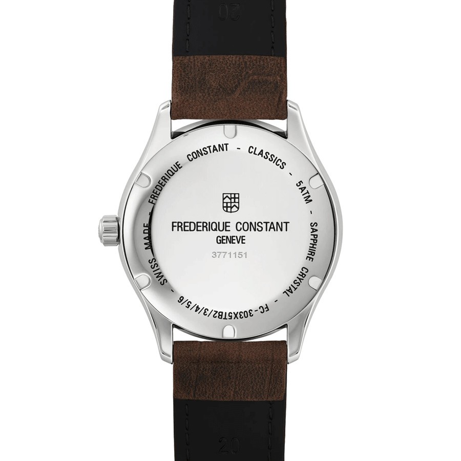 Montre Frédérique Constant Classics Index Automatic cadran argent bracelet cuir brun 40 mm FC-303NS5B6