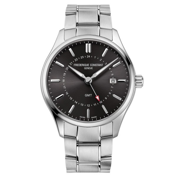 Frédérique Constant Classics Quartz GMT watch black dial steel bracelet 40 mm FC-252DGS5B6B