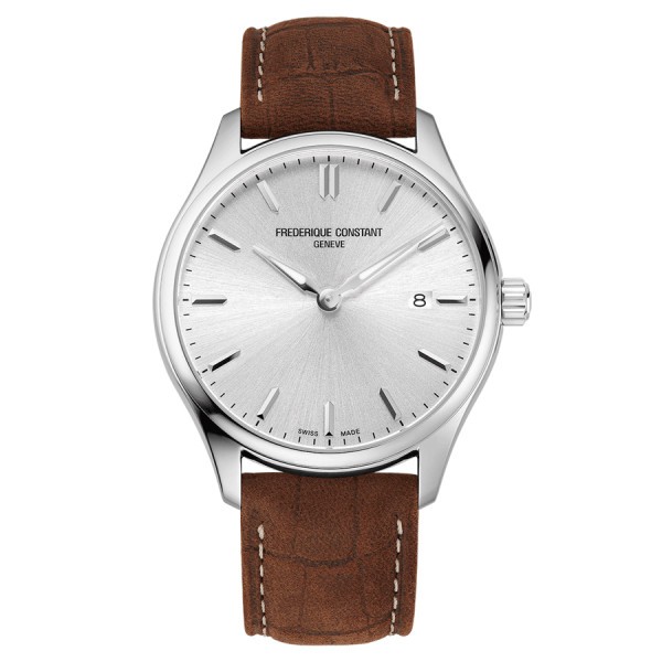 Frédérique Constant Classics Quartz watch silver dial brown leather strap 40 mm FC-220SS5B6