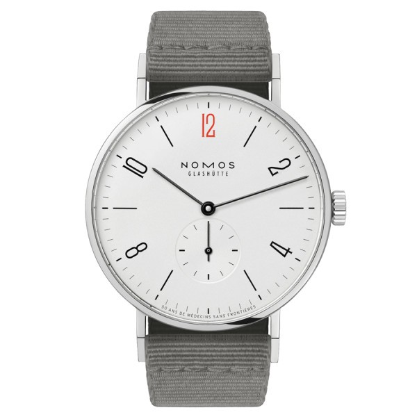 Nomos Tangente 38 - 50 years of Médecins Sans Frontières Limited edition 2021 ex. automatic white dial grey textile strap 165.S5