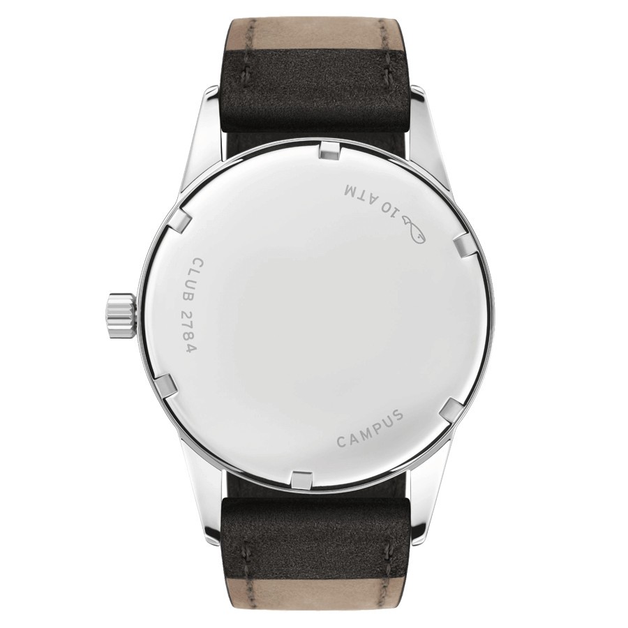 Montre Nomos Club Campus 38 Future Orange automatique à remontage manuel cadran orange bracelet cuir velours anthracite 38,5 mm 