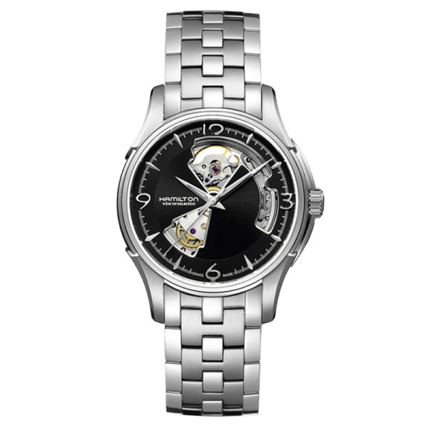 Montre Hamilton Jazzmaster Open Heart cadran noir bracelet acier 40 mm - SOLDAT PL