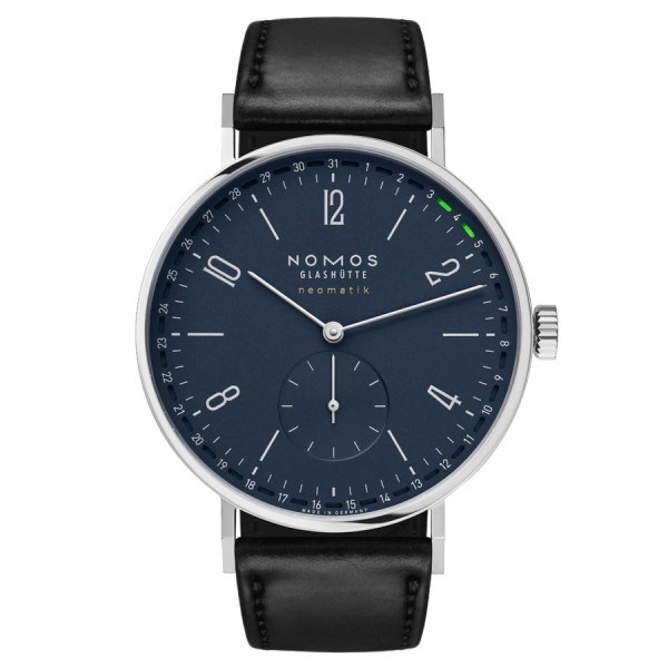 Montre Nomos Tangente neomatik 41 Update bleu nuit automatique cadran bleu bracelet cuir noir 40,5 mm 182