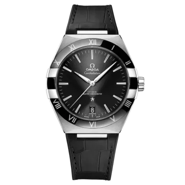 Montre Omega Constellation Co-Axial Master Chronometer automatique cadran noir bracelet cuir noir 41 mm 131.33.41.21.01.001