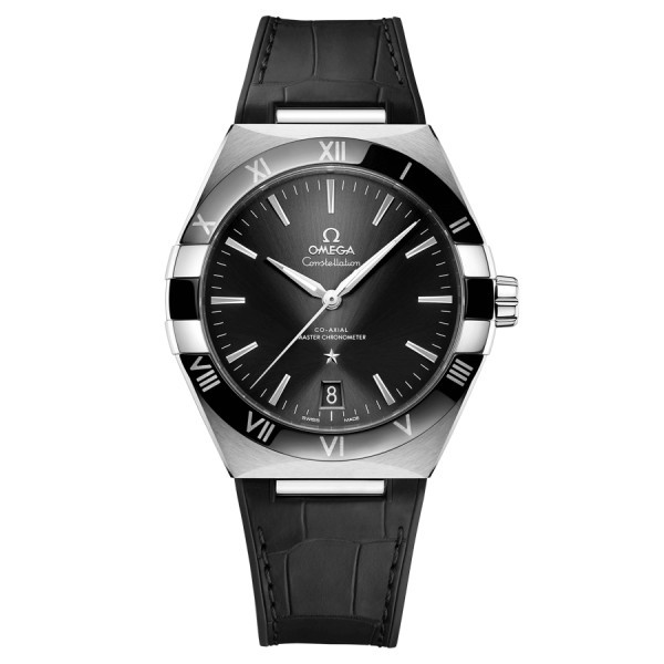Omega Constellation Co-Axial Master Chronometer automatic watch black dial black leather strap 41 mm 131.33.41.21.01.001