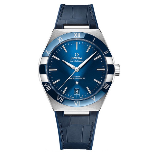 Montre Omega Constellation Co-Axial Master Chronometer automatique cadran bleu bracelet cuir bleu 41 mm 131.33.41.21.03.001