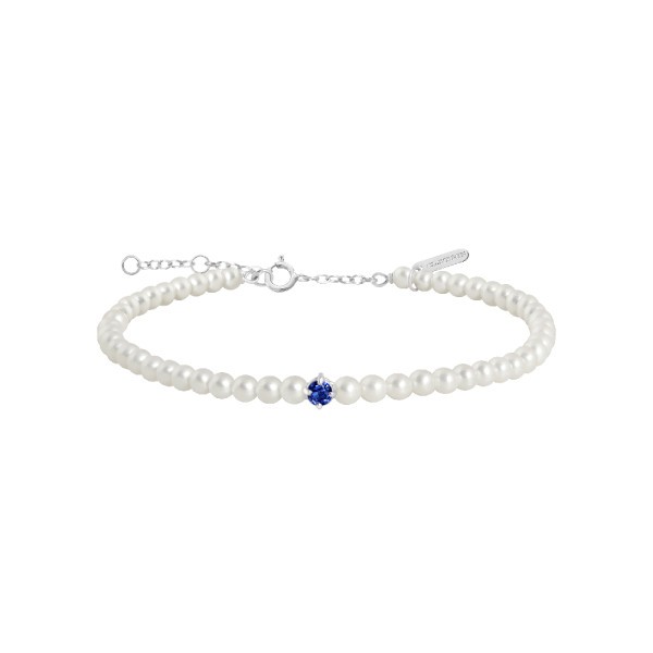 Bracelet Claverin Fresh Princess in white gold, white pearls and saphirre