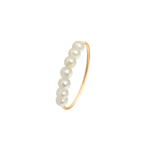 Ring Claverin Fresh Princess in yellow gold and white pearls