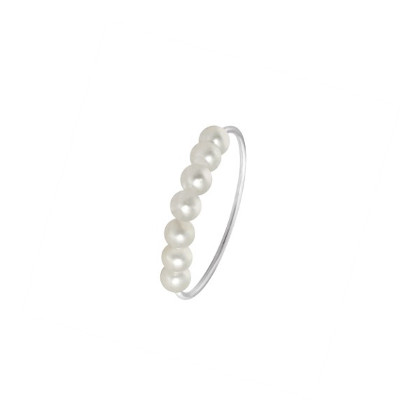 Bague Claverin Fresh Princess en or blanc et perles blanches