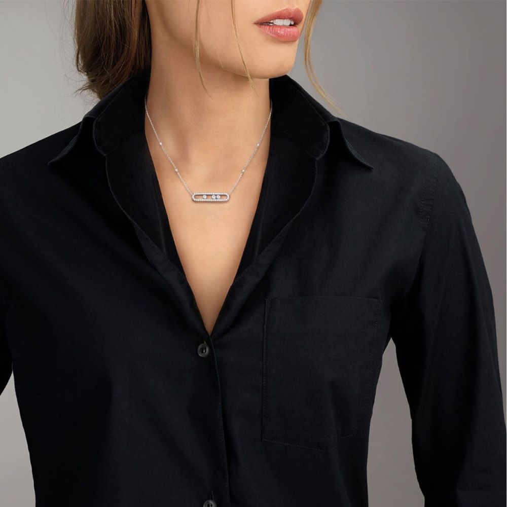 Collier Messika Move Pavé en or rose et diamants